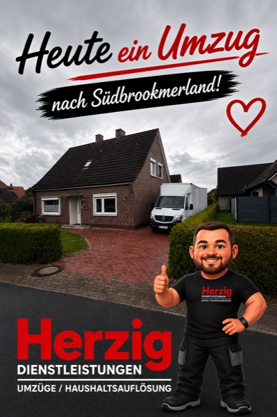 Umzug nach Südbrookmerland – Einsatzmotiv mit Herzig-Maskottchen