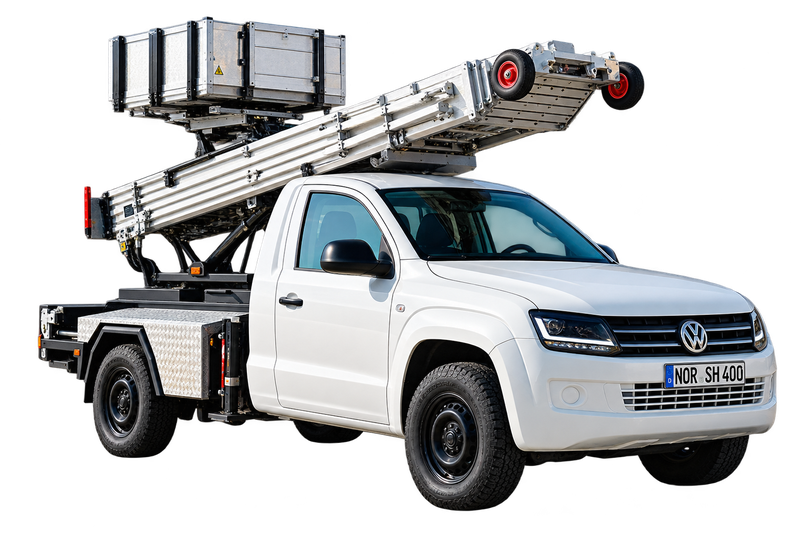 Möbellift von Herzig Dienstleistungen auf einem weißen VW Amarok